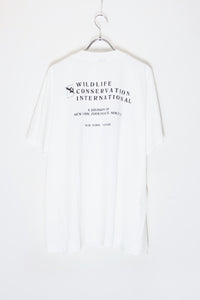 90'S S/S ELEPHANT PRINT ANIMAL T-SHIRT / WHITE [SIZE: XL相当 USED]