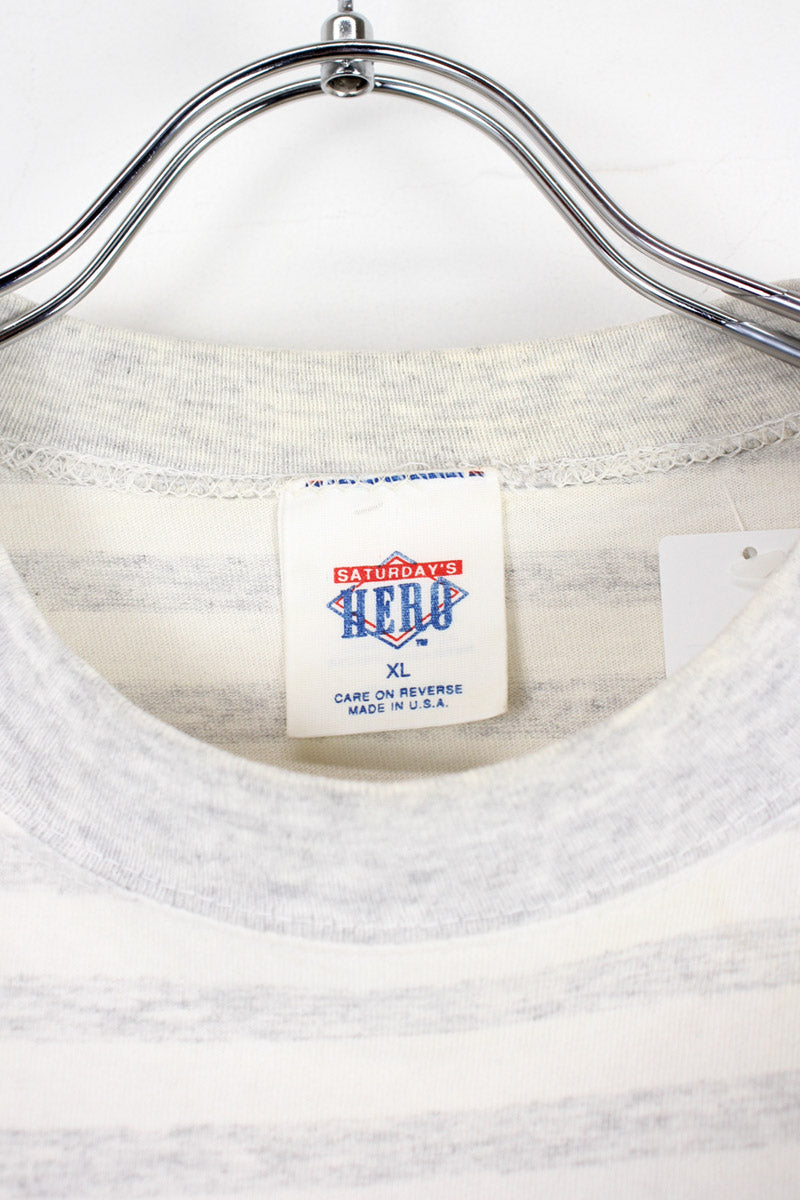 MADE IN USA 91'S METS S/S PRINT BORDER T-SHIRT / GREY [SIZE: XL USED]