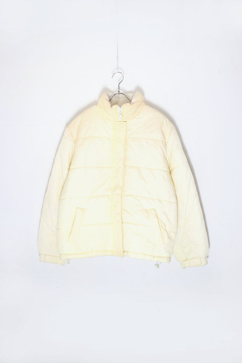 90'S ZIP NYLON PUFF JACKET / WHITE［ SIZE: L USED ]