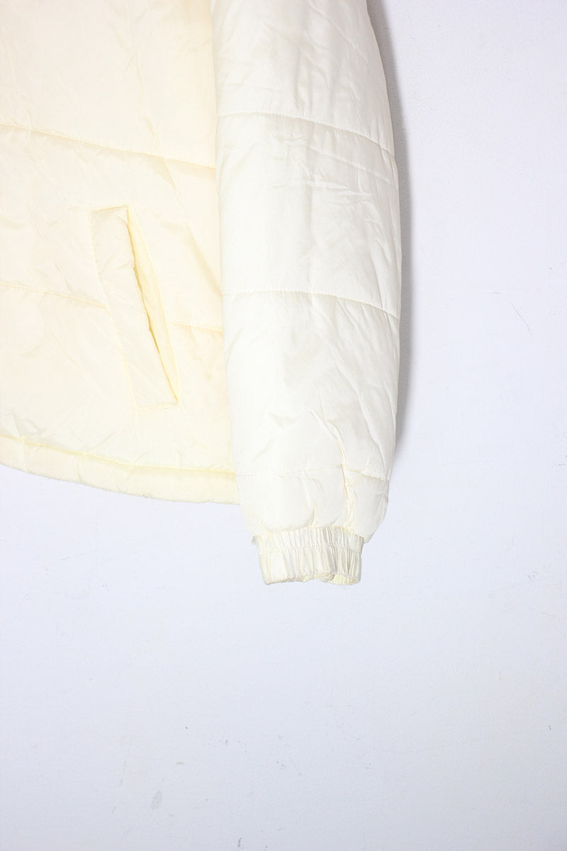 90'S ZIP NYLON PUFF JACKET / WHITE [ SIZE: L USED ]