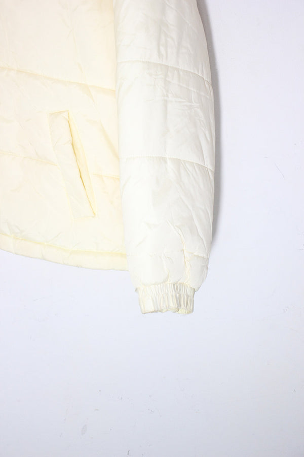 90'S ZIP NYLON PUFF JACKET / WHITE [ SIZE: L USED ]