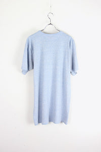 MADE IN USA 90'S S/S MELANGE CREW NECK T-SHIRT / LIGHT BLUE [SIZE: L USED]