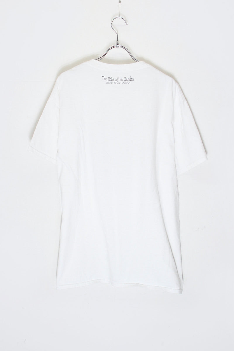 90'S S/S THREE CATS WITH GLASSES PRINT ANIMAL T-SHIRT / WHITE [SIZE: L Equivalent USED]