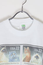 画像をギャラリービューアに読み込む, 80&#39;S S/S CATS STAMP POSTAL SERVICE PRINT ANIMAL T-SHIRT / WHITE [SIZE: XL DEADSTOCK/NOS]
