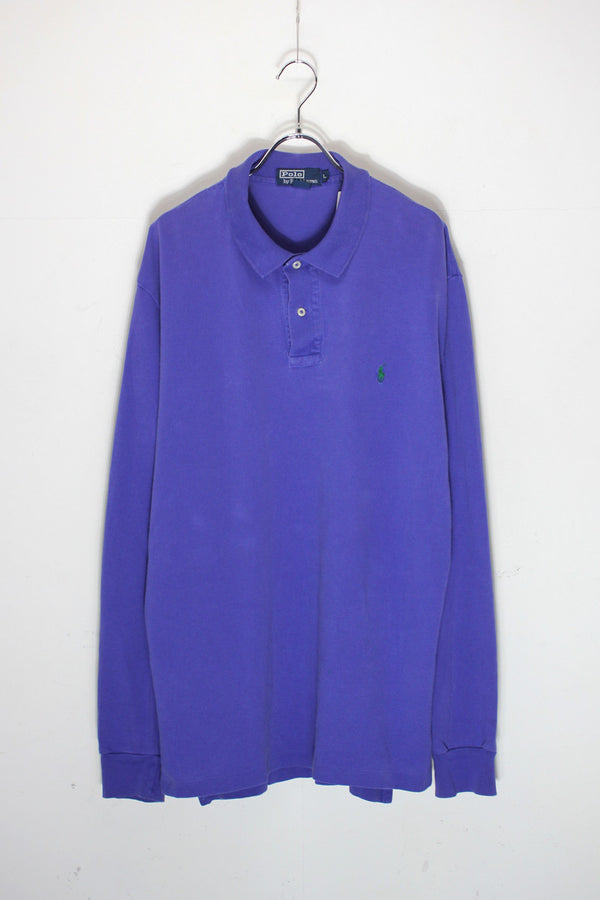 90'S L/S ONE POINT POLO SHIRT / PURPLE [SIZE: L USED]