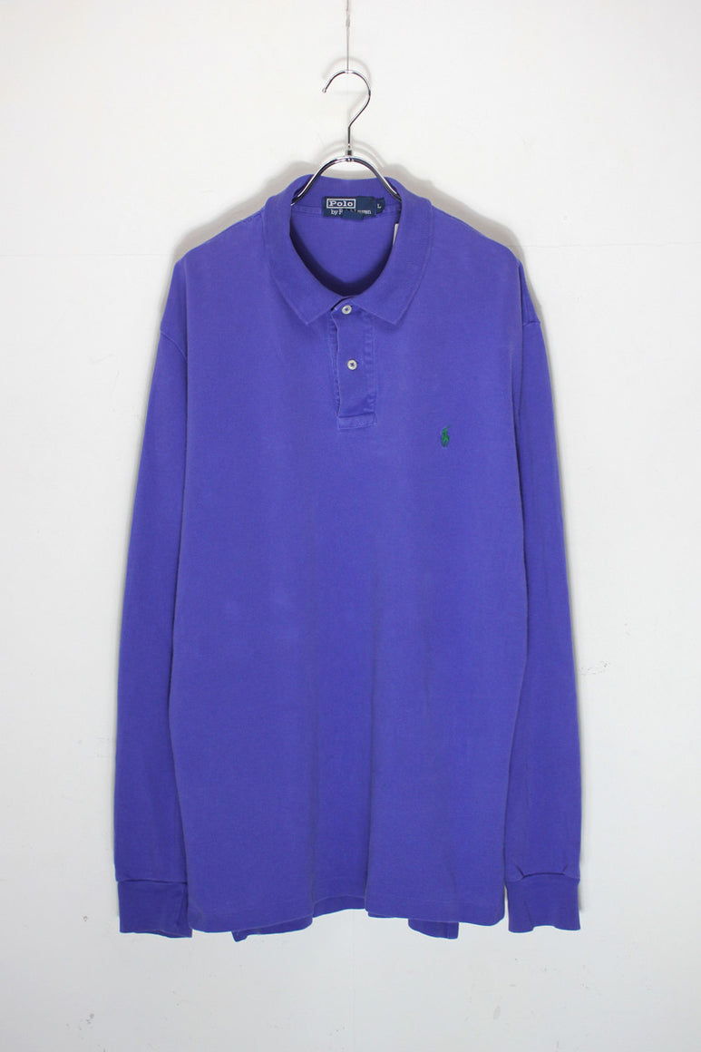 90'S L/S ONE POINT POLO SHIRT / PURPLE [SIZE: L USED]