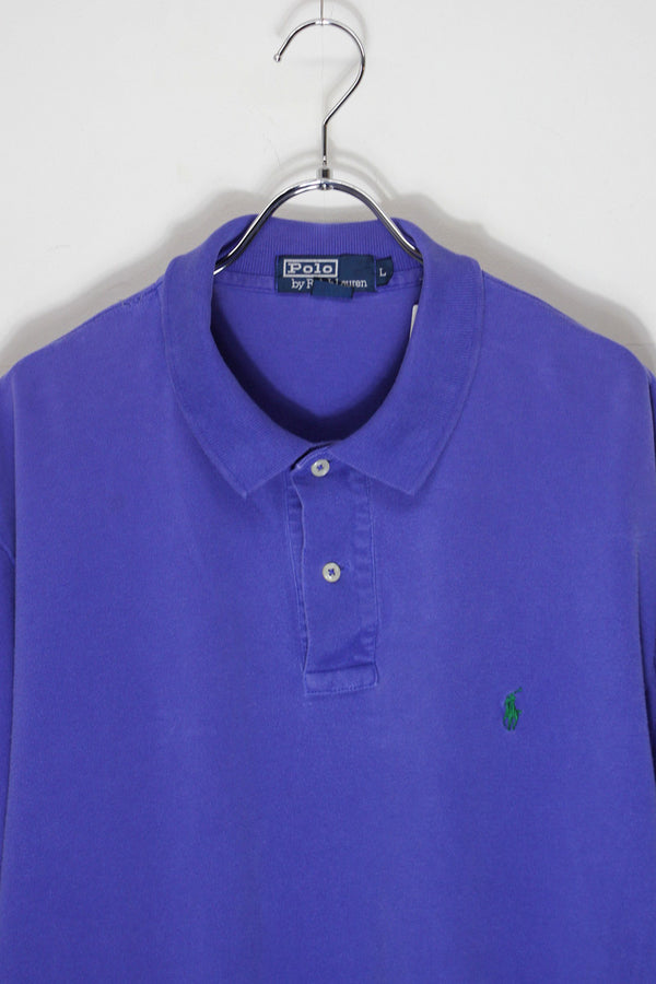 90'S L/S ONE POINT POLO SHIRT / PURPLE [SIZE: L USED]