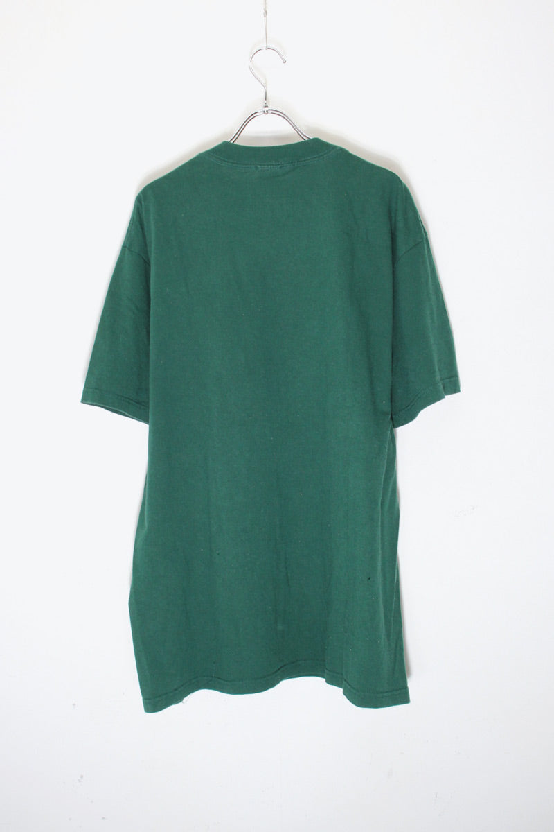 90'S S/S LION FOAM PRINT ANIMAL T-SHIRT / GREEN [SIZE: XL USED]