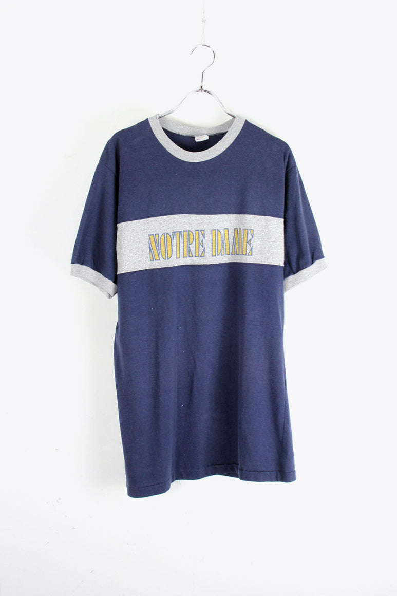 MADE IN USA 80'S TRICO TAG NOTRE DAME UNIVIRSITY T-SHIRT / NAVY [SIZE: XL USED]