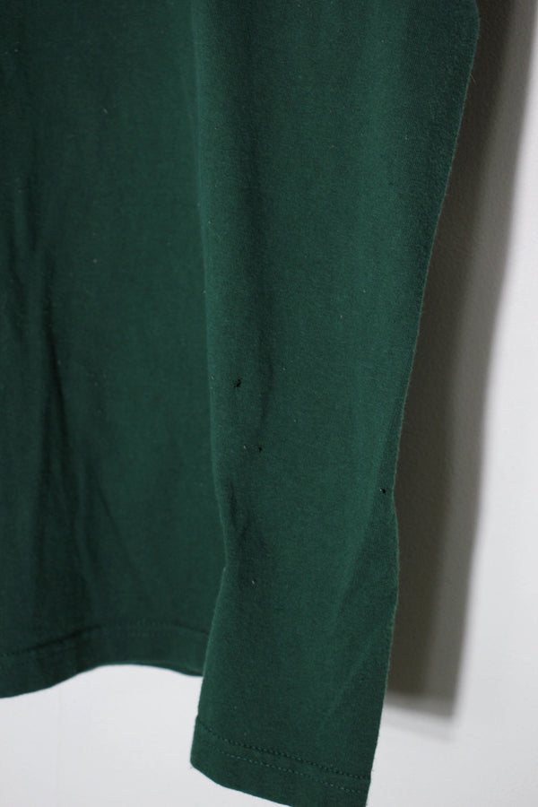 90'S S/S LION FOAM PRINT ANIMAL T-SHIRT / GREEN [SIZE: XL USED]