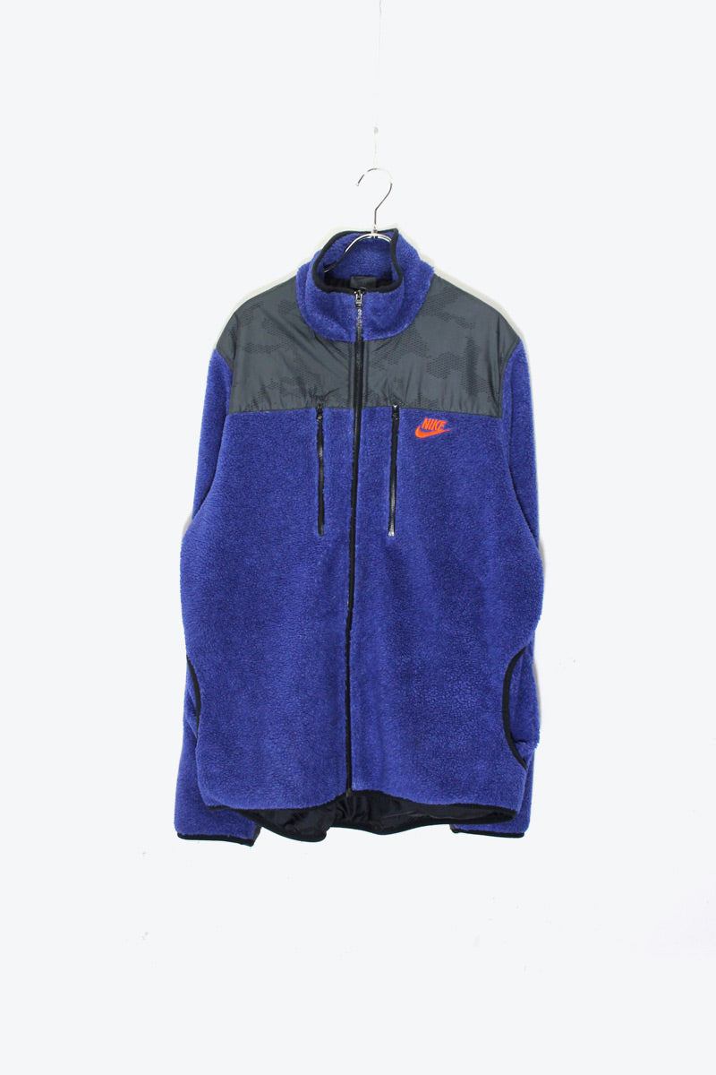 NYLON FLEECE ZIP JACKET / BLUE / BLACK [ SIZE: L USED ]