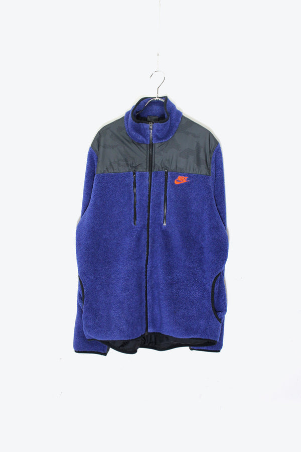 NYLON FLEECE ZIP JACKET / BLUE / BLACK [ SIZE: L USED ]