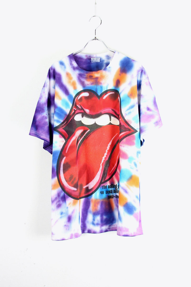 MADE IN USA ROLLING STONES LICKS WORLD TOUR 2002 TIE-DYE TEE SHIRT / TIE-DYE [SIZE: L USED]