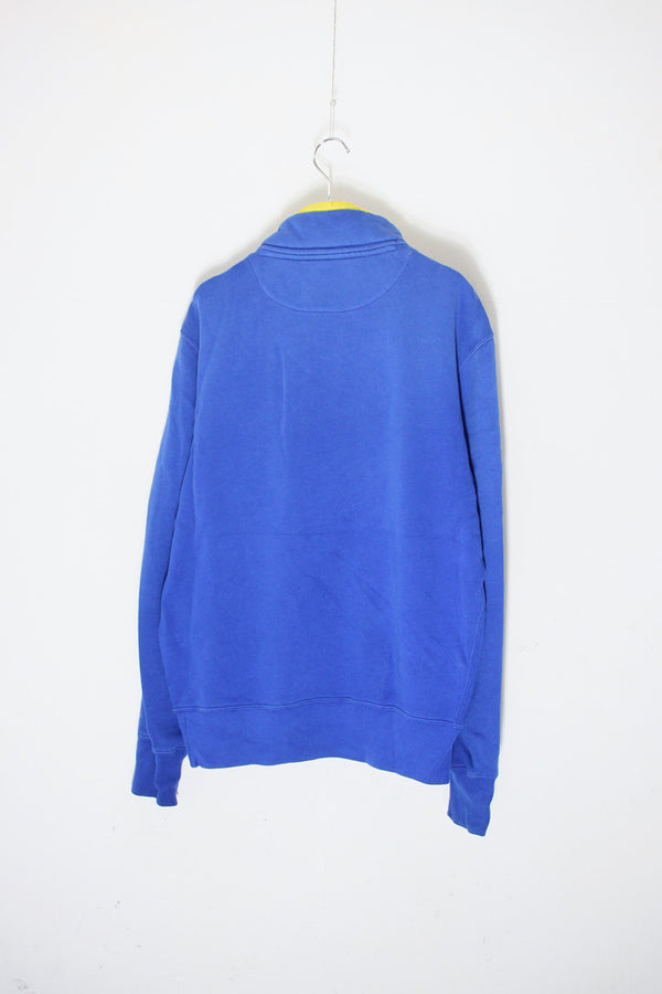 90s HALF-ZIP SWEATSHIRT / BLUE / YELLOW [SIZE: M USED]