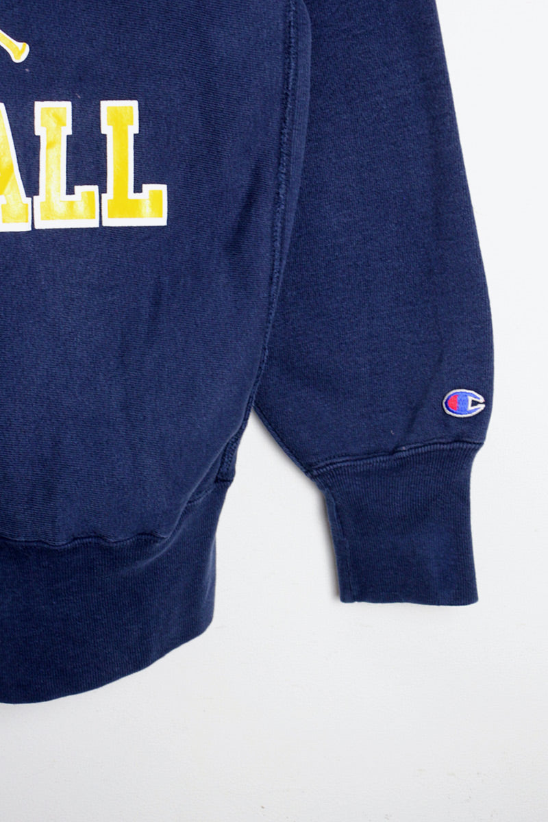 MADE IN USA 90'S LYCOMING SOFTBALL REVERSE WEAVE SWEAT SHIRT / NAVY [SIZE: L USED]
