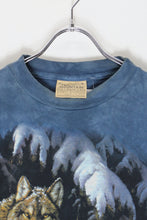 画像をギャラリービューアに読み込む, MADE IN USA 90&#39;S S/S TIE-DYE WOLF PRINT ANIMAL T-SHIRT / NAVY [SIZE: L USED]
