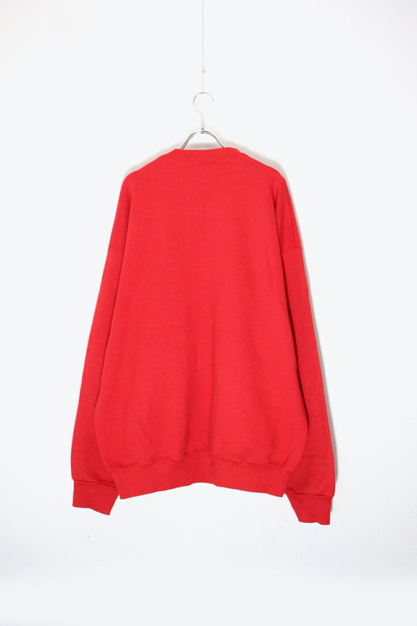 MADE IN USA 90'S MICKEY EMBROIDERY CHARACTER SWEATSHIRT / RED [SIZE: XXL USED]