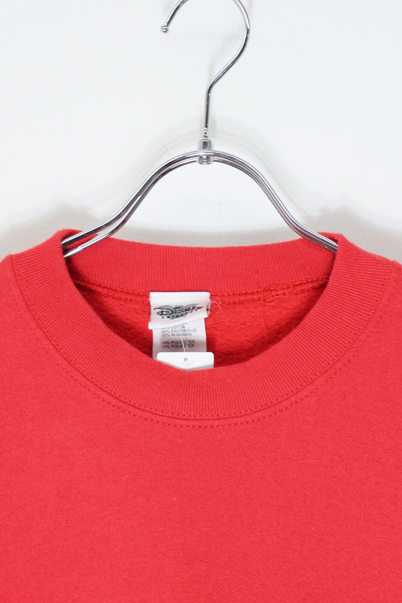 MADE IN USA 90'S MICKEY EMBROIDERY CHARACTER SWEATSHIRT / RED [SIZE: XXL USED]