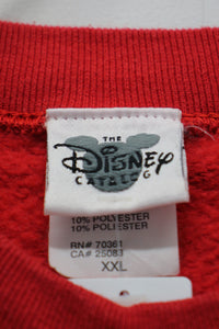 MADE IN USA 90'S MICKEY EMBROIDERY CHARACTER SWEATSHIRT / RED [SIZE: XXL USED]
