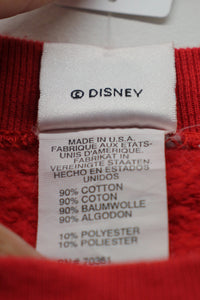 MADE IN USA 90'S MICKEY EMBROIDERY CHARACTER SWEATSHIRT / RED [SIZE: XXL USED]