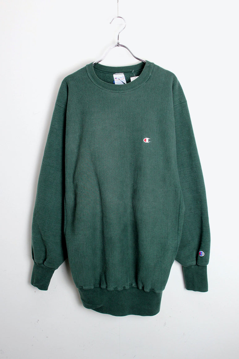 MADE IN USA 90'S REVERSE WEAVE ONE POINT SWEATSHIRT / DARK GREEN [SIZE: XXL USED]