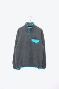 16'S T-SNAP BUTTON FLEECE JACKET / CHARCOAL / LIGHT BLUE［ SIZE: S USED ]