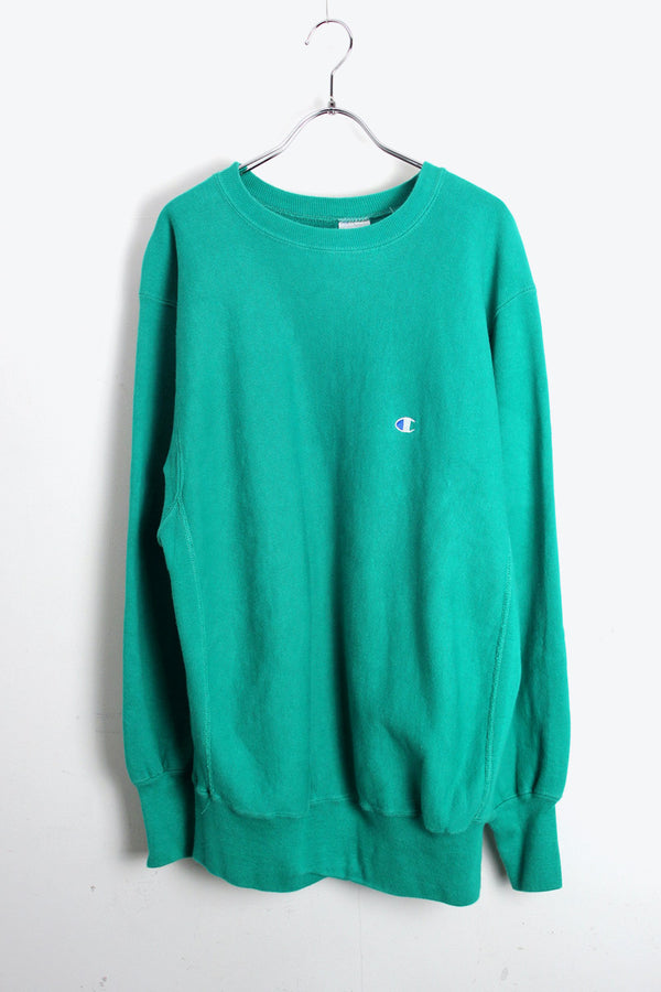 MADE IN USA 90'S ONE POINT REVERSE WEAVE SWEATSHIRT / EMERALD GREEN [SIZE: XL USED]