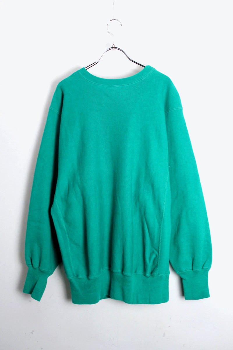 MADE IN USA 90'S ONE POINT REVERSE WEAVE SWEATSHIRT / EMERALD GREEN [SIZE: XL USED]