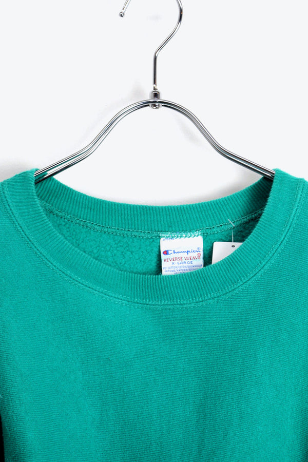 MADE IN USA 90'S ONE POINT REVERSE WEAVE SWEATSHIRT / EMERALD GREEN [SIZE: XL USED]