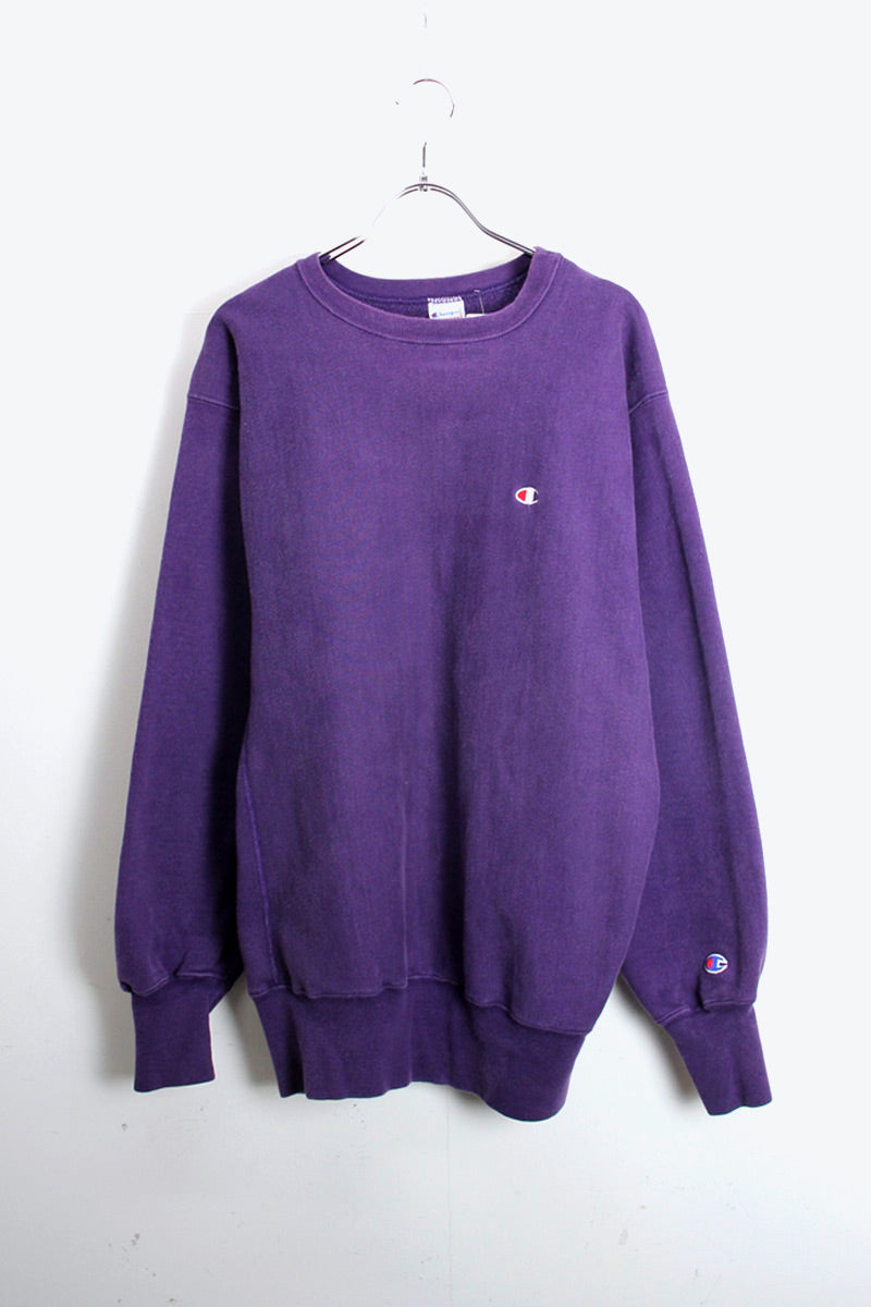 MADE IN USA 90'S ONE POINT REVERSE WEAVE SWEATSHIRT / PURPLE [SIZE: XL USED]