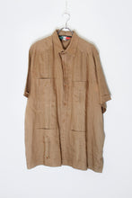 画像をギャラリービューアに読み込む, MADE IN MEXICO 90&#39;S S/S LINEN CUBA SHIRT / BROWN [SIZE: XL USED]
