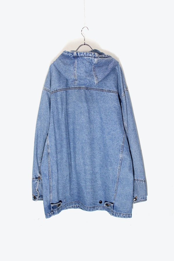 DENIM COVERALL MIDDLE HOODIE / INDIGO [SIZE: L equivalent USED]
