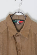 画像をギャラリービューアに読み込む, MADE IN MEXICO 90&#39;S S/S LINEN CUBA SHIRT / BROWN [SIZE: XL USED]
