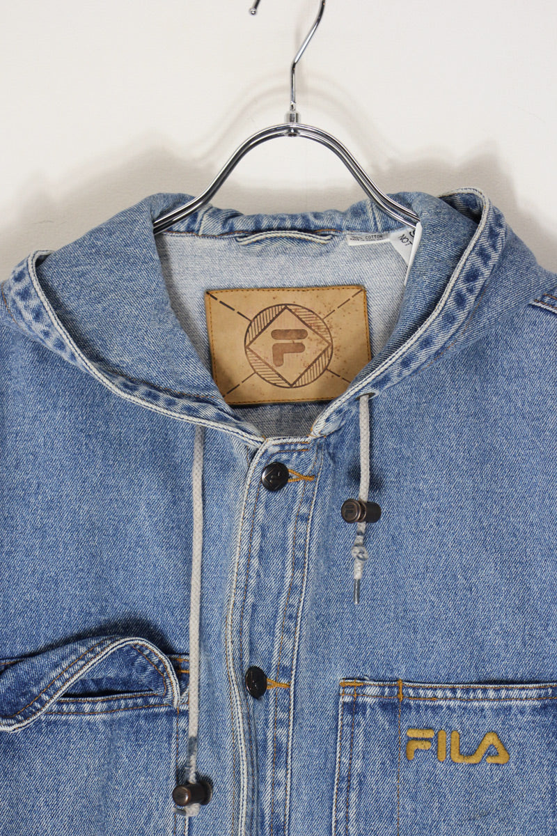DENIM COVERALL MIDDLE HOODIE / INDIGO [SIZE: L equivalent USED]