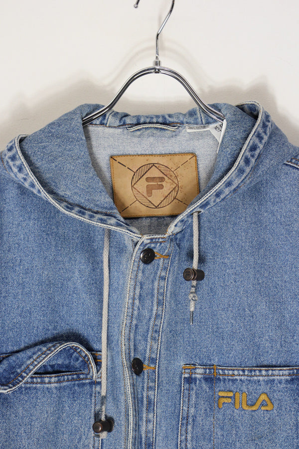 DENIM COVERALL MIDDLE HOODIE / INDIGO [SIZE: L equivalent USED]