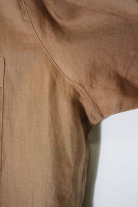 MADE IN MEXICO 90'S S/S LINEN CUBA SHIRT / BROWN [SIZE: XL USED]