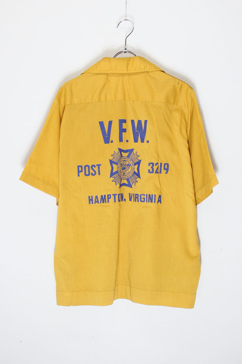 MADE IN USA 70'S S/S BOWLING SHIRT / MUSTARD [SIZE: M USED]