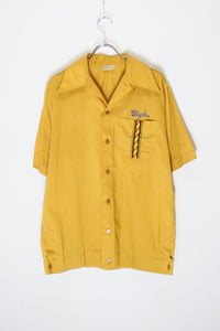 MADE IN USA 70'S S/S BOWLING SHIRT / MUSTARD [SIZE: M USED]