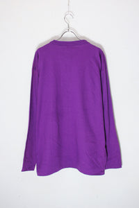 MADE IN USA 90'S L/S HENLY NECK T-SHIRT / PURPLE [SIZE: L USED]