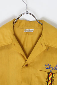 MADE IN USA 70'S S/S BOWLING SHIRT / MUSTARD [SIZE: M USED]