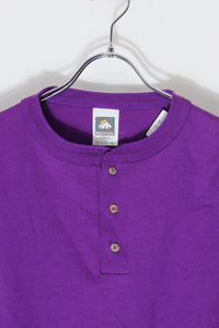 MADE IN USA 90'S L/S HENLY NECK T-SHIRT / PURPLE [SIZE: L USED]