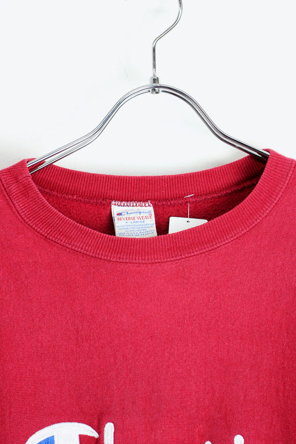 MADE IN USA 90'S LOGO REVERSE WEAVE SWEATSHIRT / WINE RED [SIZE: XL USED]