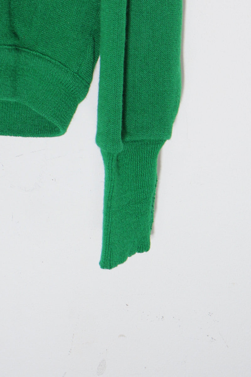 MADE IN USA 70'S V-NECK ACRYLIC KNIT SWEATER / GREEN [SIZE: XL USED]
