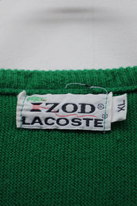 MADE IN USA 70'S V-NECK ACRYLIC KNIT SWEATER / GREEN [SIZE: XL USED]
