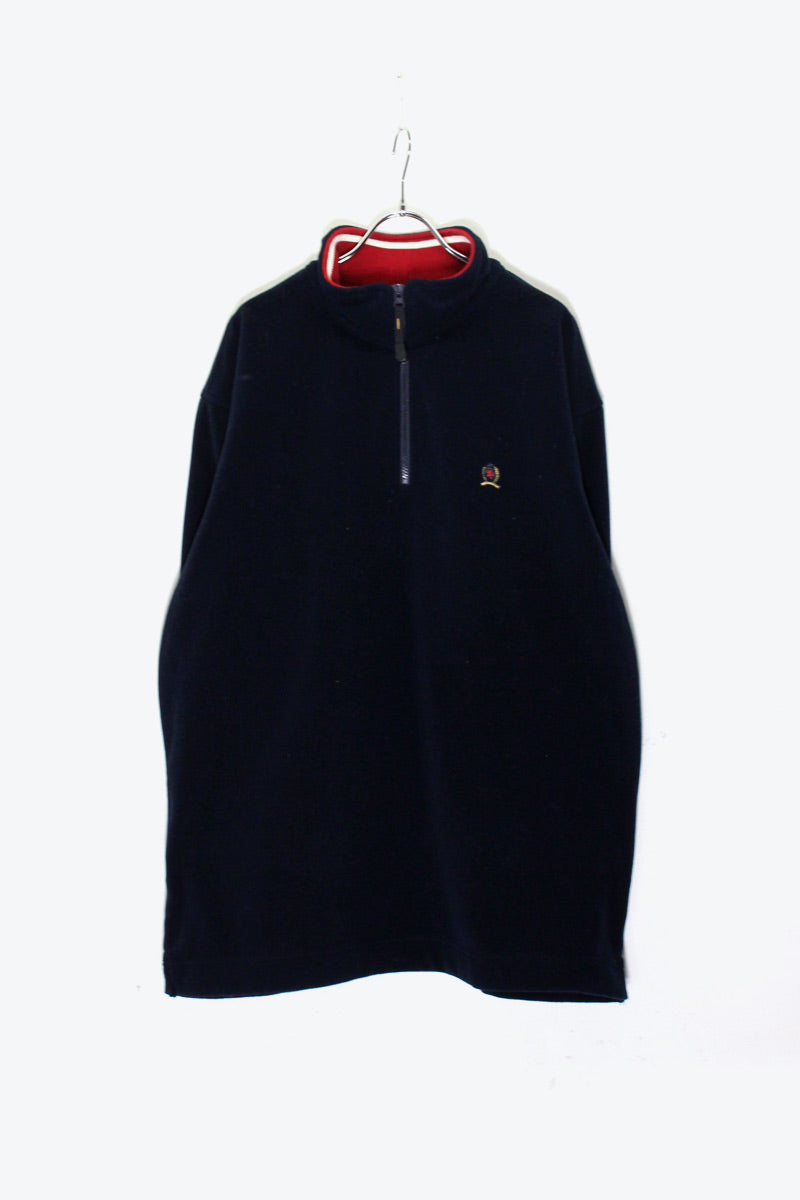 STAND COLLAR HALF-ZIP FLEECE JACKET / NAVY［ SIZE: XL USED ]