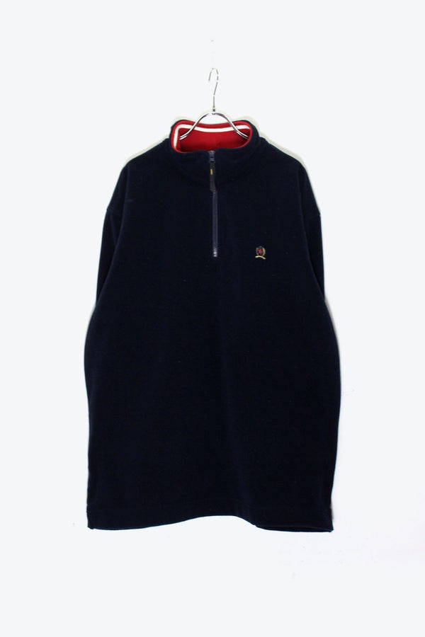 STAND COLLAR HALF-ZIP FLEECE JACKET / NAVY [ SIZE: XL USED ]