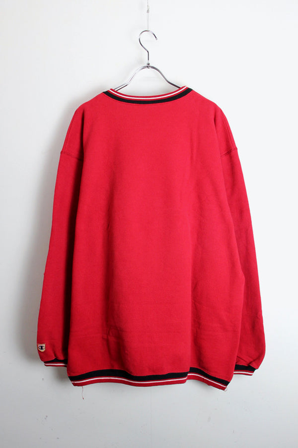 90'S RIB LINE SWEATSHIRT / RED [SIZE: L USED]