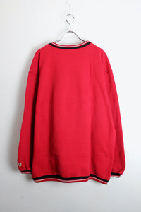 90'S RIB LINE SWEATSHIRT / RED [SIZE: L USED]