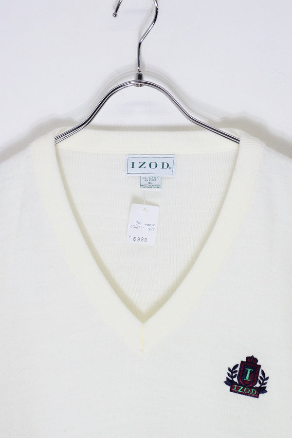 MADE IN MEXICO 90'S V-NECK ACRYLIC KNIT SWEATER / IVORY [SIZE: XL USED]