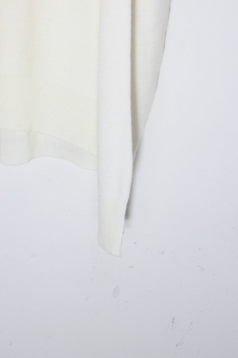 MADE IN MEXICO 90'S V-NECK ACRYLIC KNIT SWEATER / IVORY [SIZE: XL USED]